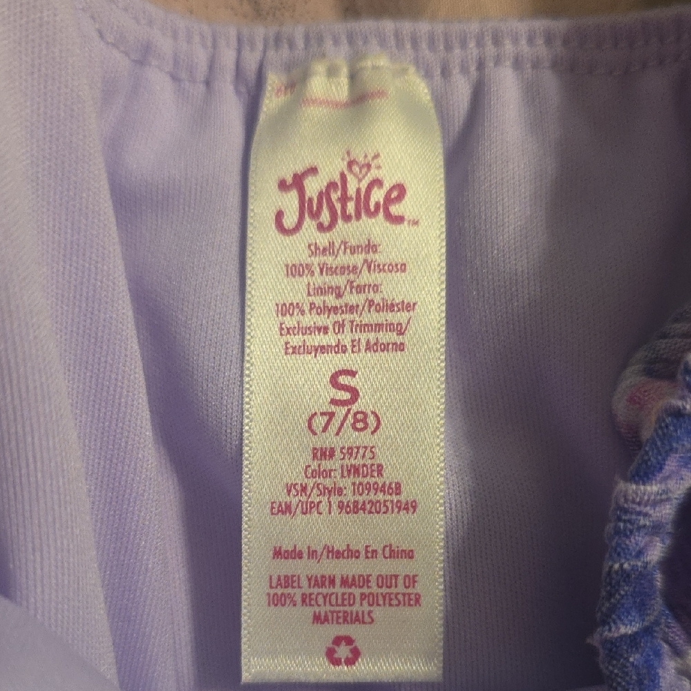 Justice Light Purple Romper with Floral Pattern - Picture 2 of 7